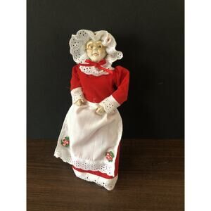 Vintage Mrs. Claus Doll Porcelain By Midwest Brand Wearing Tiny Glasses